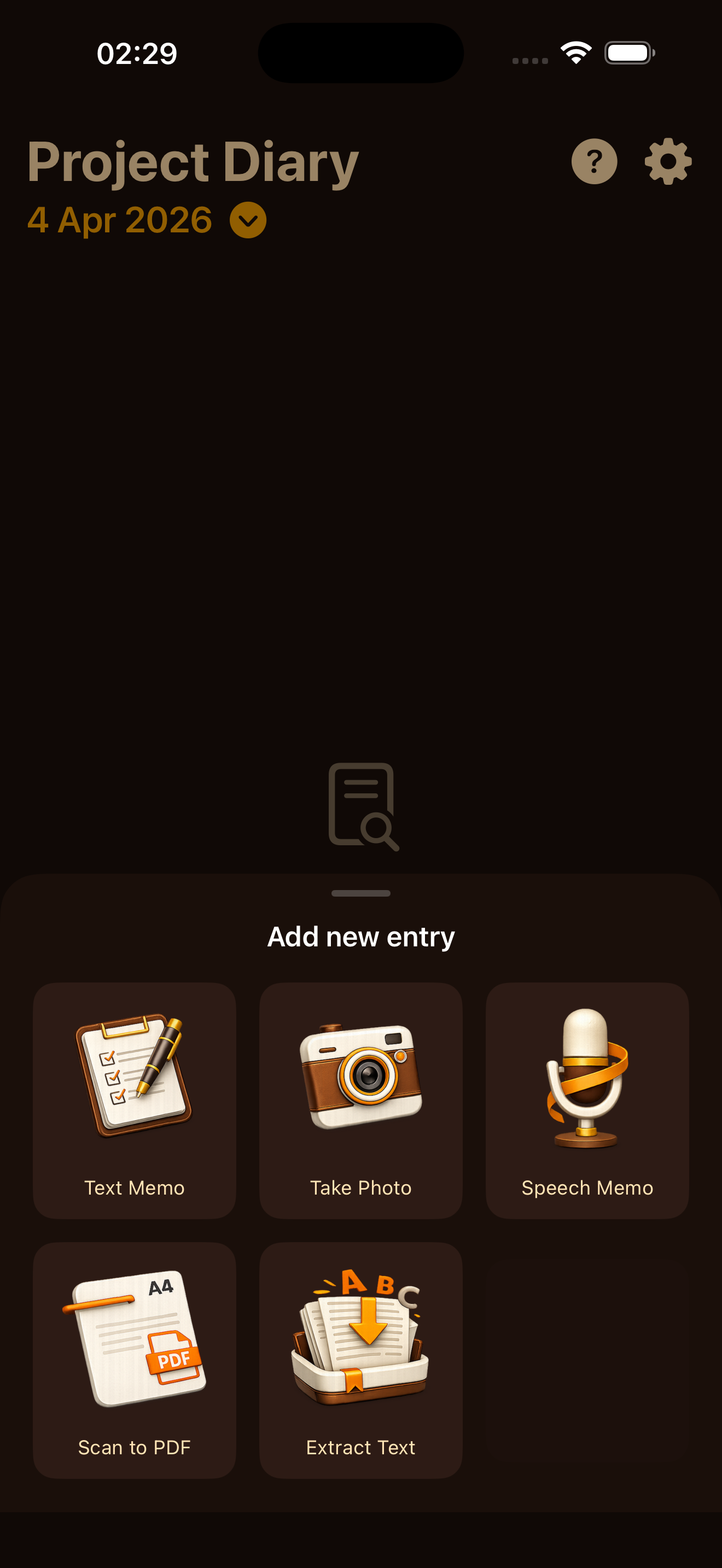 Project Diary — calendar